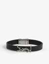 SAINT LAURENT LOGO-PLAQUE LEATHER BRACELET,118-2000644-5593550IH0E1000