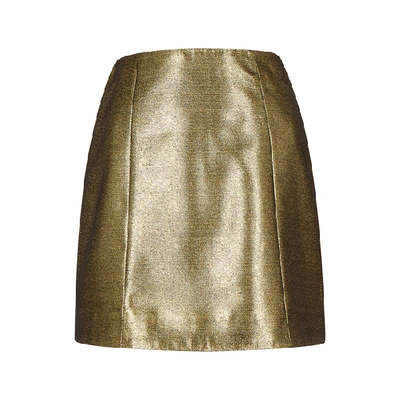 Alexa Chung Gold A-line Mini Skirt