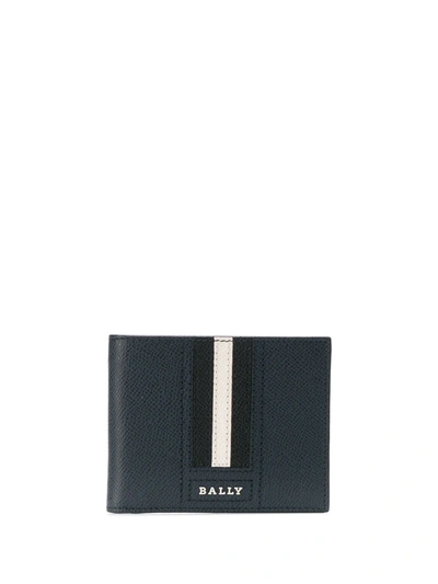 Bally Logo Stripe Wallet In Blue