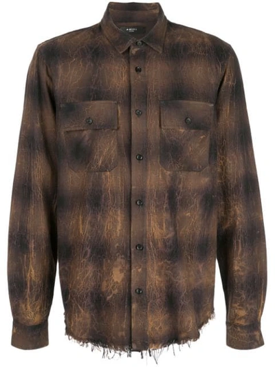 Amiri Crack Bleach Flannel Shirt In Brown