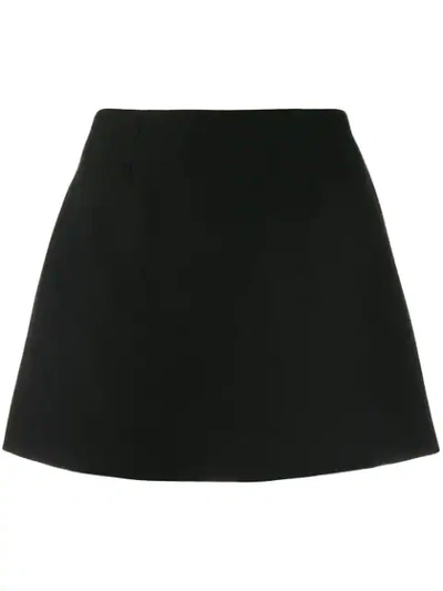 Valentino Couture Wool Blend Crepe Mini Skort In Black