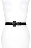 SAINT LAURENT RIVE GAUCHE SQUARE BUCKLE LEATHER BELT,5851050IHVW