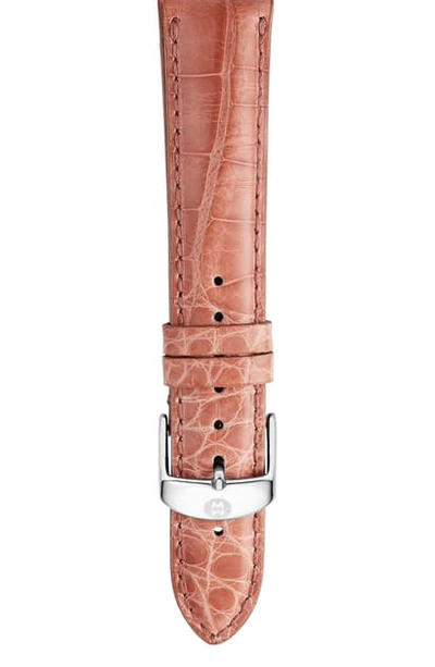 Michele Alligator Watch Strap, 16-20mm In Dusty Mauve Pink