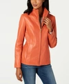 COLE HAAN WING COLLAR LEATHER JACKET