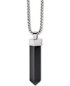 BULOVA MEN'S FACETED BLACK ONYX PENDANT NECKLACE IN STAINLESS STEEL; 26" + 2" EXTENDER WOMEN'S SHOES