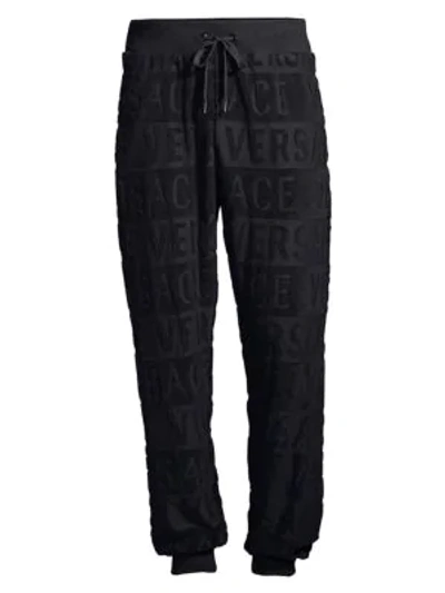 Versace Men's Tonal Logo Sweatpants In Black
