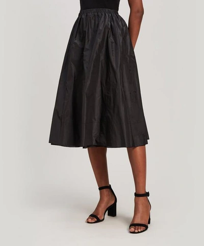 The Row Tilia Silk Taffeta Midi-skirt In Black