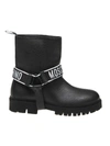 MOSCHINO BIKERS BOOTS IN BLACK LEATHER,11022122