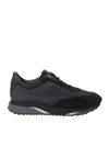 SANTONI SNEAKERS IN LEATHER AND BLACK FABRIC,11022108