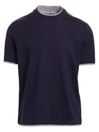 Brunello Cucinelli T-shirt Slim Fit In Blue