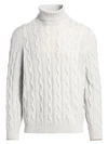 BRUNELLO CUCINELLI MEN'S CABLE-KNIT CASHMERE TURTLENECK SWEATER,0400010913776