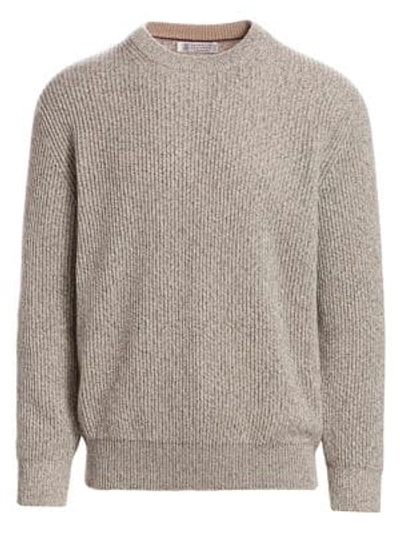 Brunello Cucinelli Cashmere & Silk Melange Rib-knit Jumper In Grey