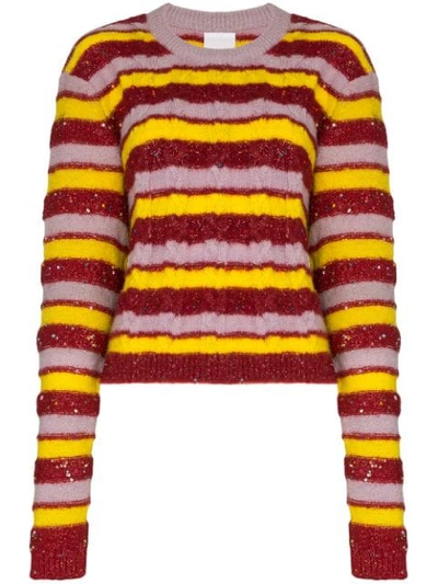 Ashish Metallic Striped Cable-knit Mohair-blend Jumper In Multicolour