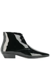 Saint Laurent Jonas Patent Leather Ankle Boots In Black