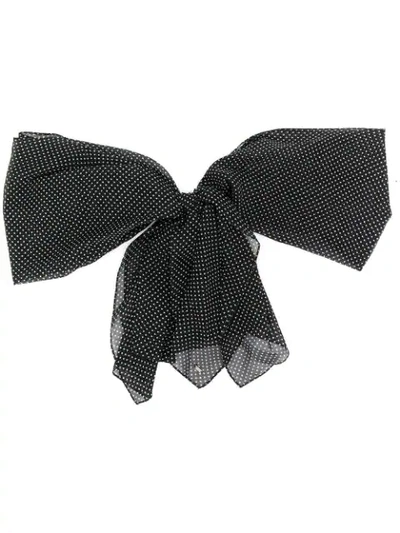 Saint Laurent Polka Dot Ruffle Tie In Black