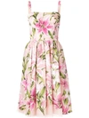 Dolce & Gabbana Lily Print Silk Organza Fit & Flare Dress In Floral