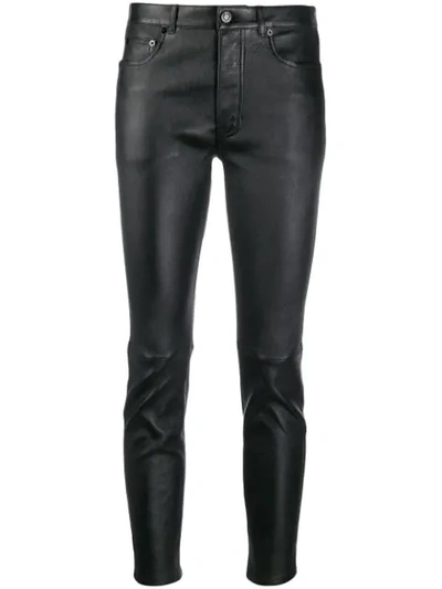 Saint Laurent Skinny Leather Trousers In Black