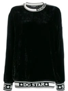 Dolce & Gabbana Black And White Dg Star Sweater In Mixed Silk In Black