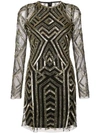 AIDAN MATTOX GEOMETRIC SEQUINED MINI DRESS