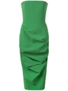 ALEX PERRY MENA STRAPLESS MIDI DRESS