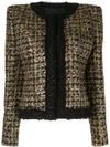 BALMAIN SEQUINED CROPPED TWEED JACKET