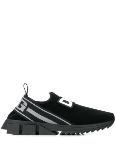 Dolce & Gabbana Sorrento Knitted Slip-on Trainers In Black