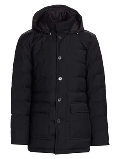 Saks Fifth Avenue Collection Quilted Wool Puffer Coat & Removable Waistcoat In Black