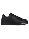 Dolce & Gabbana Portofino Black Leather Sneakers In Black