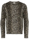 Saint Laurent Intarsia Leopard Knitted Jumper In 9794 Multicoloured