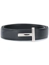 Tom Ford T-buckle Reversible Full-grain Leather Belt In Nero