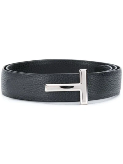 Tom Ford T-buckle Reversible Full-grain Leather Belt In Black