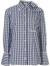 JW ANDERSON JW ANDERSON CHECK BOW COLLAR SHIRT - BLUE