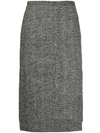 N°21 HERRINGBONE TWEED STEP-HEM SKIRT