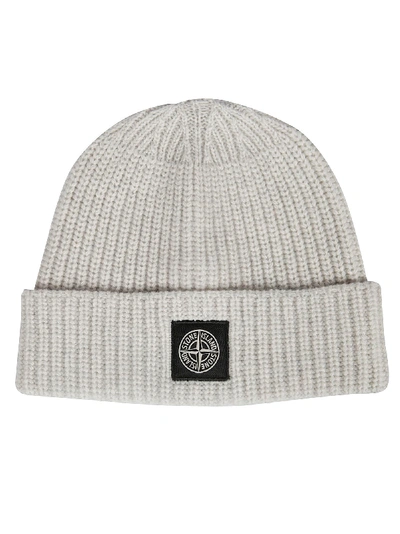 Stone Island Logo Beanie In Polvere