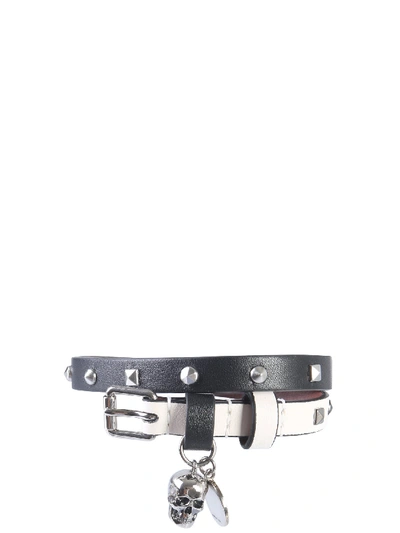 Alexander Mcqueen Black Leather Bracelet