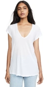 James Perse Casual V Neck Tee With Reverse Binding In White