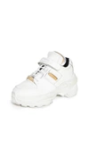 Maison Margiela Retro Fit Leather Sneakers In White Black