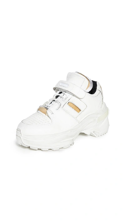 Maison Margiela Retro Fit Leather Sneakers In White Black