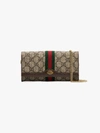 GUCCI GUCCI BEIGE AND BROWN OPHIDIA GG CHAIN CANVAS WALLET,54659296IWS13433929