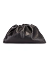 Bottega Veneta The Pouch Leather Clutch In Black/silver