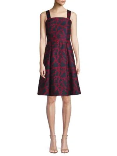 Draper James Line Floral Cocktail Dress In Nassau Navy