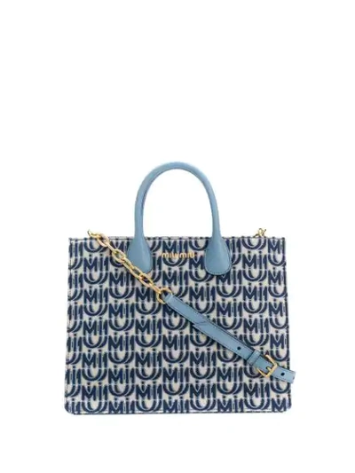 Miu Miu Jacquard Logo Tote Bag - 蓝色 In Blau