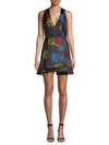 ALICE AND OLIVIA TANNER ASYMMETRIC FLORAL MINI A-LINE DRESS,0400011219526