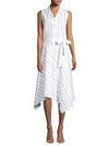 LAFAYETTE 148 DANDY STRIPED SLEEVELESS SHIRT DRESS,0400011237565