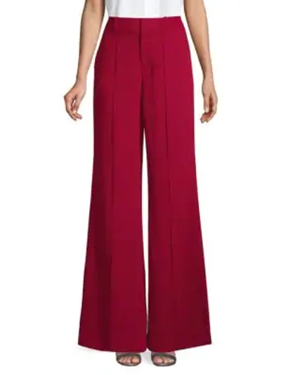 Alice And Olivia Paula Pintuck Wide-leg Trousers In Bordeaux