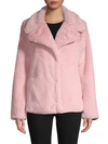 Avec Les Filles Short Faux-fur Jacket In Pink