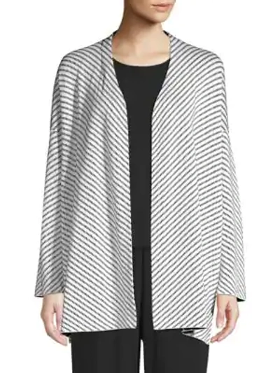 Eileen Fisher Silk & Organic Cotton Cardigan In Bone Black