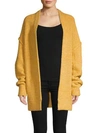 Free People Open-front Cotton-blend Cardigan In Mustard