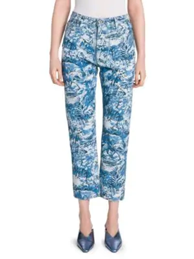 Off-white Hi-rise Tapestry Printed Jeans In Blue