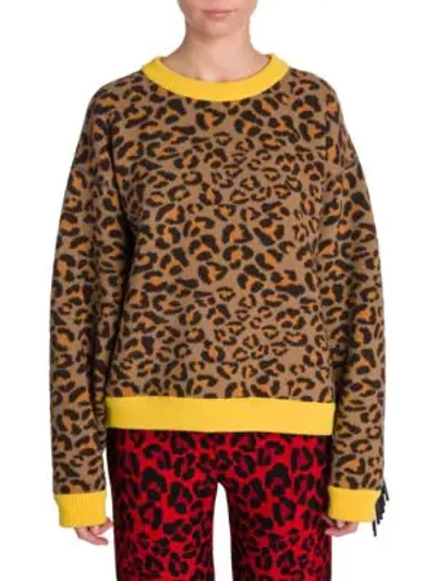 Alanui Leopard Fringe Sweater In Cinnamon